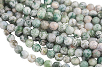 Natural Tree Agate, High Quality in Faceted Round-4mm, 6mm, 10mm, 12mm-Full Strand 15.5 inch Strand Gemstone Beads