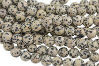 Natural Faceted Dalmatian Jasper, High Quality in Faceted Round, 4mm, 6mm, 8mm, 10mm, 12mm- Full 15.5 Inch Strand Gemstone Beads