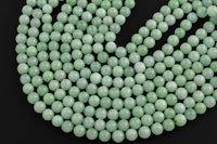 Green Angelite Jade Smooth Round Beads 6mm 8mm 10mm - Single or Bulk - 15.5" AAA Quality