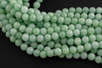 Green Angelite Jade Smooth Round Beads 6mm 8mm 10mm - Single or Bulk - 15.5" AAA Quality