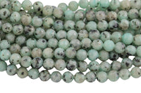 Natural Diamond Cut Faceted Kiwi Jasper 6mm 8mm 10mm Round Beads 15.5" Strand Gemstone Beads
