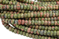 Natural Unakite Unikite- High Quality in Faceted Roundel- 4mm, 6mm, 8mm, 10mm, 12mm Gemstone Beads