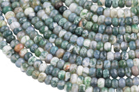 Natural Moss Agate High Quality in 6mm and 8mm Roundel- Full 15.5 Inch Strand AAA Quality Smooth Gemstone Beads