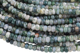 Natural Moss Agate High Quality in 6mm and 8mm Roundel- Full 15.5 Inch Strand AAA Quality Smooth Gemstone Beads