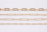 18K Rose Gold Paperclip Chain gold plated rose gold High Quality Paper Clip Chain - 1 yard / 3 feet