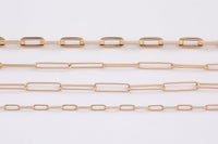 18K Rose Gold Paperclip Chain gold plated rose gold High Quality Paper Clip Chain - 1 yard / 3 feet