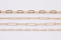 18K Rose Gold Paperclip Chain gold plated rose gold High Quality Paper Clip Chain - 1 yard / 3 feet