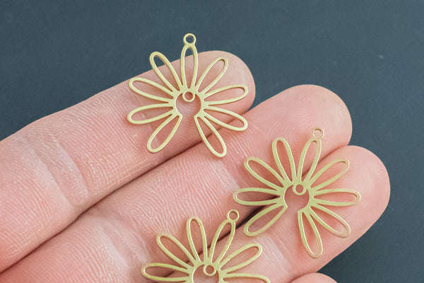 Brass earrings-Earring copper accessories-Earring pendant-Brass earring charms-Earring connector-Flower - 29x30mm