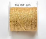 1.3mm-1.5mm USA Made gold filled FLAT chain 3 feet or 20 feet