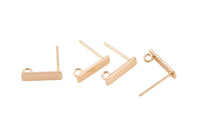 4pcs 14k Gold Plated Earring Findings Rectangle Rectangular 3x12mm Earrings stud findings