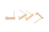 4pcs 14k Gold Plated Earring Findings Rectangle Rectangular 3x12mm Earrings stud findings