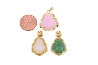 2 pcs Micro Pave Buddha 24k Gold Pendant Gold Buddha Charm for Laughing Buddha for Religious Jewelry Making Supply Trend