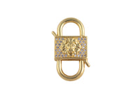 1 pc 14k Gold Clasp clicker Lion Clasp, 16x27mm, Flower Clover double Clicker ends, Bracelet Necklace Clicker Connector