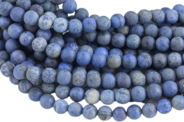 Natural Russian Matte Dumortierite, High Quality in Round, 6mm, 8mm, 10mm, 12mm Smooth Gemstone Beads