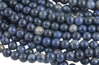 Natural Round Sodalite, High Quality in Round, 4mm, 6mm, 8mm, 10mm, 12mm Smooth Gemstone Beads