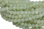 Natural New Mountain Jade, High Quality in Round, 4mm, 6mm, 8mm, 10mm, 12mm, 14mm-Full Strand 16 inch Strand Smooth Gemstone Beads