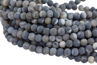 Natural DRUZY AGATE Beads- Black -- Round 8mm, 10mm, 12mm. Full Strand. Gemstone Beads