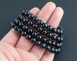 Black Tourmaline Bracelet Round Size 6mm and 8mm- Handmade In USA Natural Gemstone Bracelets - Handmade Jewelry - approx. 7"