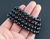 Black Tourmaline Bracelet Round Size 6mm and 8mm- Handmade In USA Natural Gemstone Bracelets - Handmade Jewelry - approx. 7"
