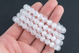 Selenite Bracelet Round Size 6mm and 8mm Handmade In USA - Natural Gemstone Crystal Bracelets Handmade Jewelry - approx. 7" Crystal Bracelet