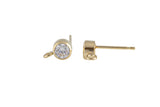 Birthstone Gold Filled CZ Earring Stud with Open Ring- 14/20 Gold Filled- USA Product- 2 pcs per order