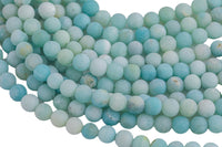 RUSSIAN AMAZONITE MATTE Frosted Round sizes 4mm, 6mm, 8mm, 10mm, 12mm, 14mm- Full Strand- 15.5 Inches-Frosty Matte Finish - Full Strand A