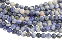 Natural White Blue Sodalite, High Quality in Round, 4mm, 6mm, 8mm, 10mm, 12mm, 14mm-Full Strand 16 inch Strand AAA Quality Smooth