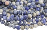 Natural White Blue Sodalite, High Quality in Round, 4mm, 6mm, 8mm, 10mm, 12mm, 14mm-Full Strand 16 inch Strand AAA Quality Smooth