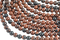 Natural Mahogany Jasper Mahogany Obsidian, High Quality in Round,4mm, 6mm, 8mm, 10mm, 12mm- Full 15.5 Inch strand- Smooth Gemstone Beads