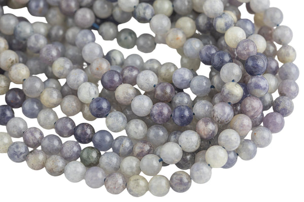 Natural flower Iolite Beads Full Strands-15.5 inches- Round- 8mm, 10mm, 12mm- 15.5 inches Smooth Gemstone Beads