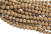 Natural Matte Wood Jasper, High Quality in Round, 4mm, 6mm, 8mm, 10mm, 12mm, 14mm- Full 15.5 Inch Strand Smooth Gemstone Beads