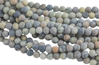 Natural Silver Picasso Jasper Grade AAA Matte Round 6mm, 8mm, 10mm, 12mm AAA Quality Gemstone Beads