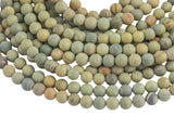 Natural Silver Leaf Jasper, High Quality in Matt Round- 6mm ,8mm, 10mm, 12mm- Full 15.5 Inch Strand Gemstone Beads