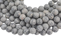 Natural Matte Gray Picasso Jasper Beads Grade AAA 6mm 8mm 10mm 12mm Loose Beads Full Strand 15.5-16" AAA Quality Gemstone Beads