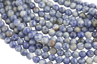 Natural Faceted Round Sodalite, High Quality in Round, 4mm, 6mm, 8mm, 10mm, 12mm- Full 15.5 Inch Strand AAA Quality Gemstone Beads