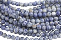 Natural Faceted Round Sodalite, High Quality in Round, 4mm, 6mm, 8mm, 10mm, 12mm- Full 15.5 Inch Strand AAA Quality Gemstone Beads