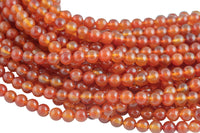 Natural Light Carnelian Beads High Quality Smooth Round 6mm, 8mm, 10mm, 12mm, 14mm- Full Strand 15.5 Inches Long AAA Quality Smooth