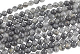 AAA Black Tourmaline Rutilated Rutile Quartz Smooth Round Beads 6mm 8mm 10mm High Quality Quartz Semi Precious Gemstone 15.5" Strand