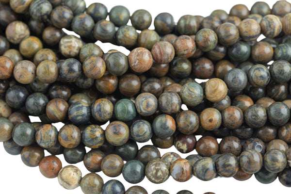 Natural Sea Wave Jasper Grade AAA Round. 4mm, 6mm, 8mm, 10mm, 12mm-Full Strand 15.5 inch Strand- Smooth Gemstone Beads