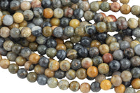 Natural Tan Petrified Wood- Faceted Round sizes. 4mm, 6mm, 8mm, 10mm, 12mm, 14mm- Full 15.5 Inch Strand AAA Quality Gemstone Beads