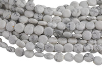 Natural White Howlite Jasper Puffy Coin- 12mm- Full Strand Gemstone Beads