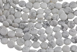 Natural White Howlite Jasper Puffy Coin- 12mm- Full Strand Gemstone Beads