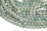 Natural Blue Green Aquamarine Beads - Smooth Round 6mm 8mm 10mm - Full Strand 15.5" - Smooth Gemstone Beads