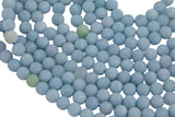 Natural Matte Aquamarine Beads - Matte Finished Round 6mm 8mm 10mm - Full Strand 15.5"