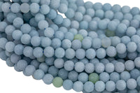 Natural Matte Aquamarine Beads - Matte Finished Round 6mm 8mm 10mm - Full Strand 15.5"