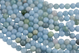 NATURAL Light Colored Aquamarine round beads in full strands. 6mm, 8mm, 10mm, 12mm, 14mm - Full Strand 15.5 inch Strand - Grade A Smooth