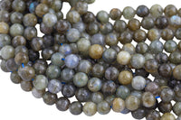 Natural Labradorite, High Quality in Faceted Round- Dark- 4mm, 6mm, 8mm, 10mm, 12mm, 14mm Gemstone Beads