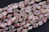 Natural Red Hematoid Lepidocrocite Quartz Raw Rough Nuggets - 10x15mm Beads Crystal Powerful Energy Stone 15.5" Strand Smooth