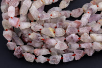 Natural Red Hematoid Lepidocrocite Quartz Raw Rough Nuggets - 10x15mm Beads Crystal Powerful Energy Stone 15.5" Strand Smooth