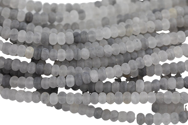 Natural Cloudy Quartz High Quality in 6mm and 8mm Matt Roundel- Full 15.5 Inch Strand Smooth Gemstone Beads